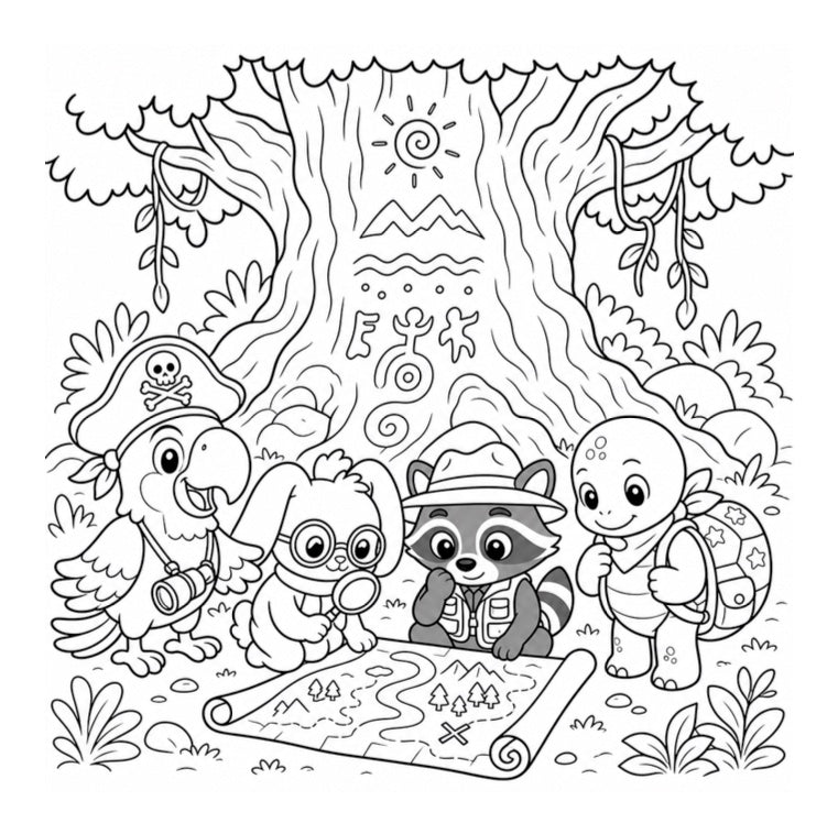 Treasure Map Adventure Coloring Book for Kids