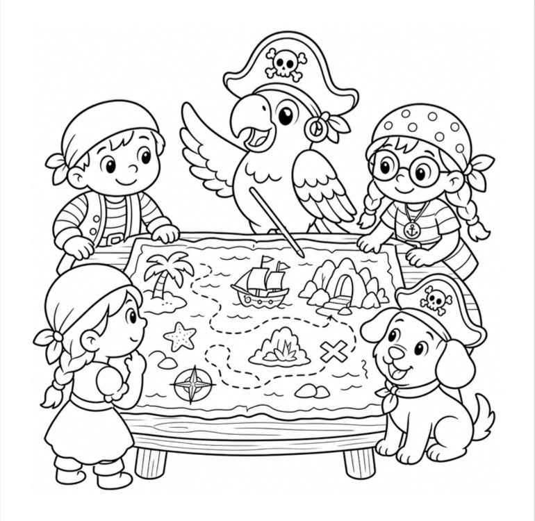 Pirate Explorers Set Sail for Coloring Adventure!