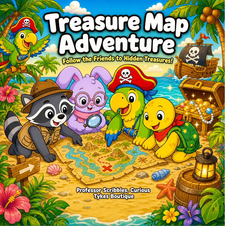 Treasure Map Adventure Coloring Book for Kids