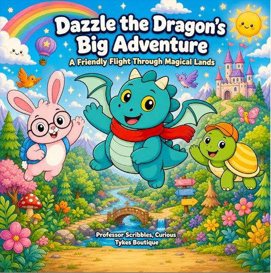 Dazzle the Dragon's Big Adventure: A Magical Lands Kids Coloring Book with 30 Whimsical Pages