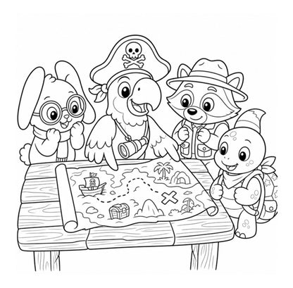 Treasure Map Adventure Coloring Book for Kids