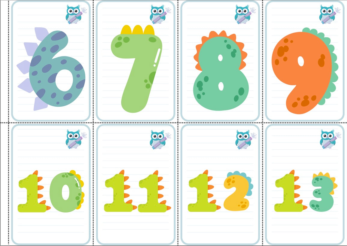 Dinosaur Number and Alphabet Flashcards
