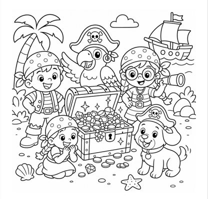 Pirate Explorers Set Sail for Coloring Adventure!