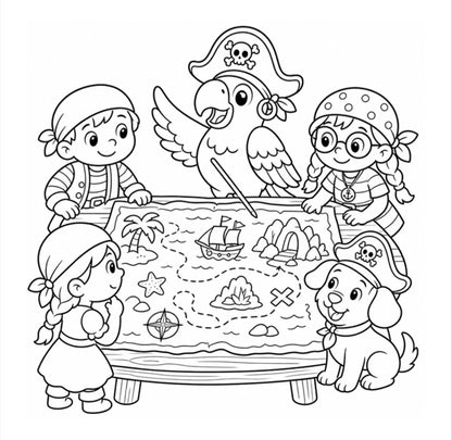 Pirate Explorers Set Sail for Coloring Adventure!
