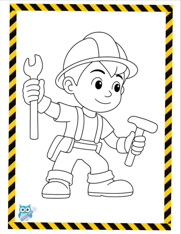 Professor Scribbles Construction Adventure Colouring Book