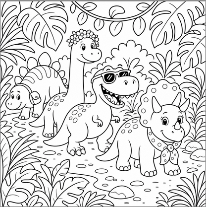 Dino Discoveries: Friendly Dinosaurs Exploring a Jungle Adventure