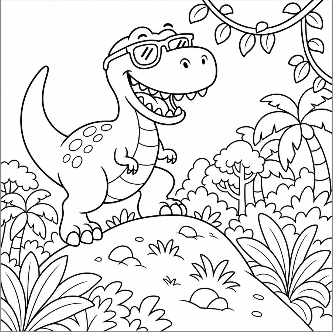 Dino Discoveries: Friendly Dinosaurs Exploring a Jungle Adventure