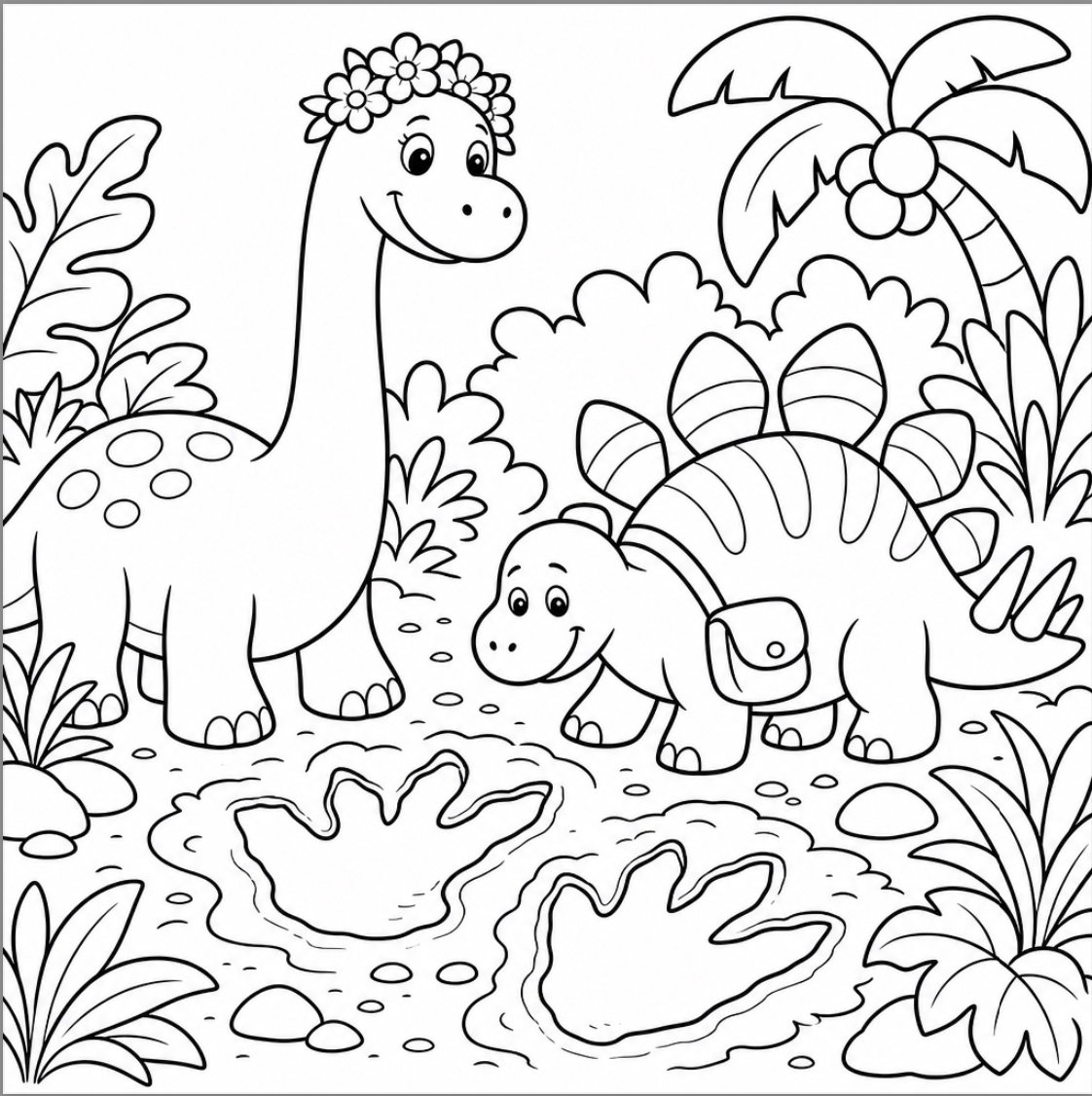 Dino Discoveries: Friendly Dinosaurs Exploring a Jungle Adventure