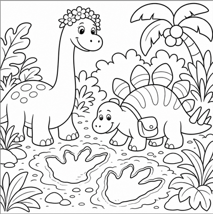 Dino Discoveries: Friendly Dinosaurs Exploring a Jungle Adventure