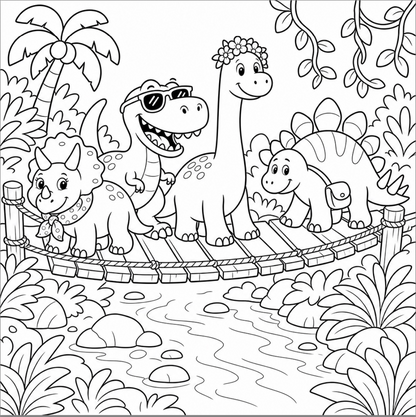 Dino Discoveries: Friendly Dinosaurs Exploring a Jungle Adventure