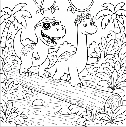 Dino Discoveries: Friendly Dinosaurs Exploring a Jungle Adventure