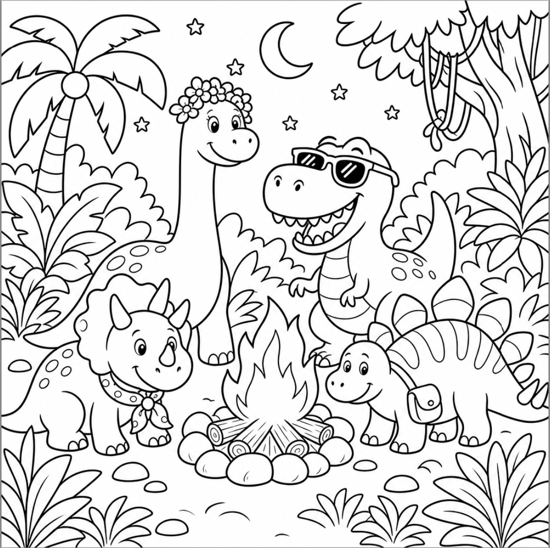 Dino Discoveries: Friendly Dinosaurs Exploring a Jungle Adventure