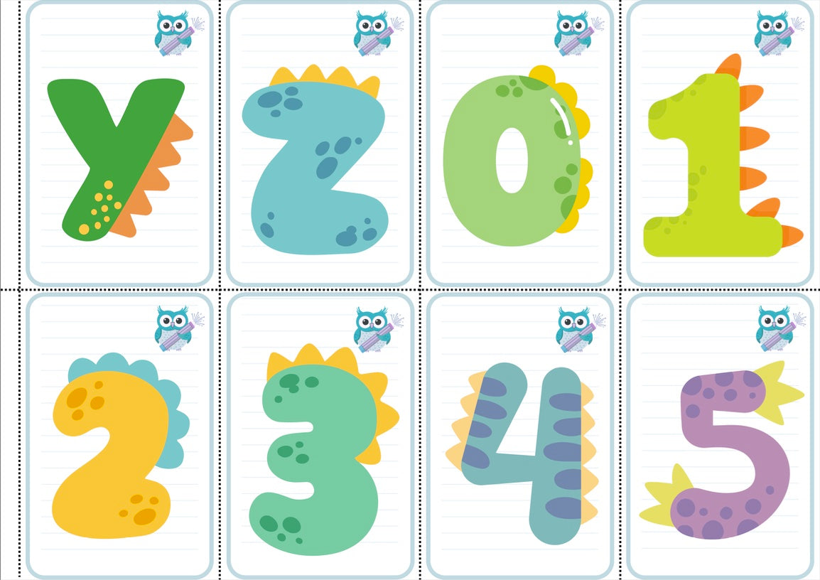 Dinosaur Number and Alphabet Flashcards